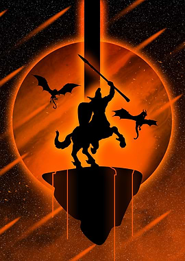 Centaur Warrior Battling Dragons