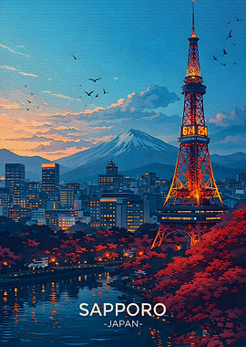 Sapporo Cityscape at Dusk