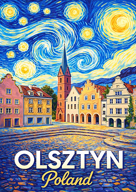 Olsztyn Poland Starry Night Painting