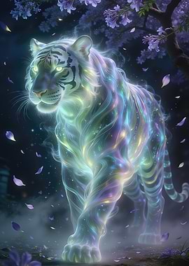 Ethereal White Tiger with Glowing Aura