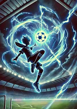 Soccer Player with Lightning Aura