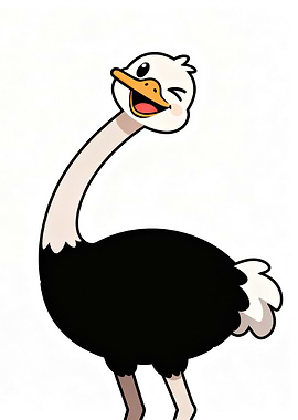 Cute Winking Ostrich Cartoon