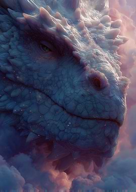 Majestic White Dragon in Clouds