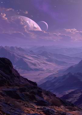Alien Landscape with Planets