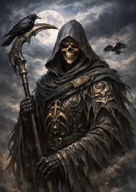 Grim Reaper with Scythe and Ravens