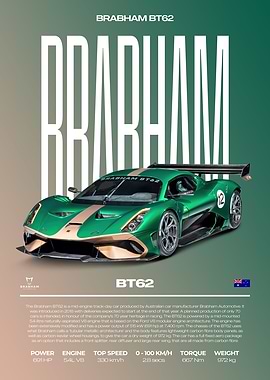 Brabham BT62 Supercar Car Poster