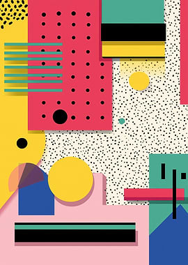 Retro Memphis Design Abstract Shapes