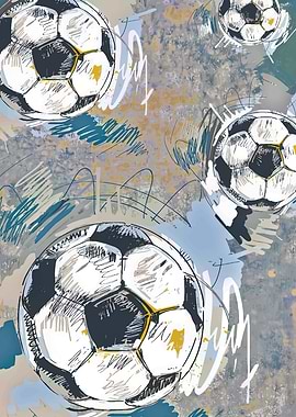 Soccer Balls with Abstract Background