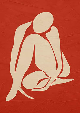 Abstract Figure on Red Textured Background