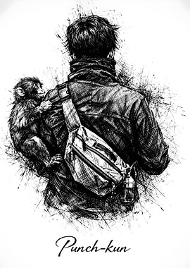 Man with Monkey and Sling Bag