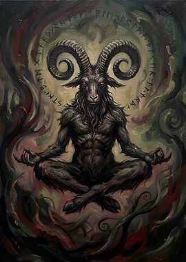 Meditating Baphomet with Runes