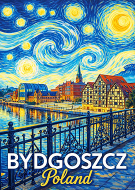 Bydgoszcz Poland Starry Night Painting