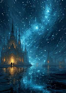 Fantasy Castle Under Starry Sky