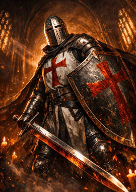 Knight Templar with Sword and Shield