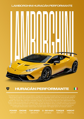 Lamborghini Huracan Performante Car Poster