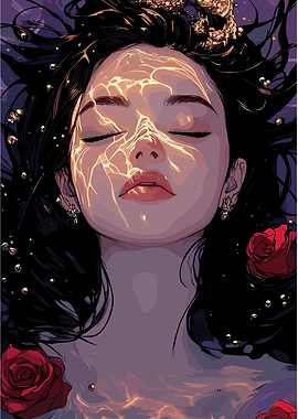 Woman with Roses in Water