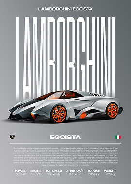 Lamborghini Egoista Car Poster