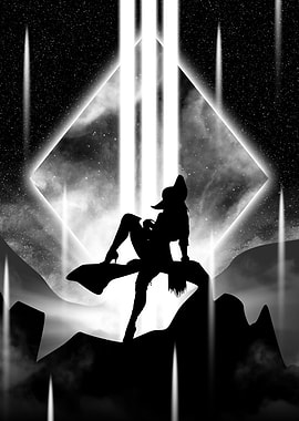 woman in a cosmic landscape