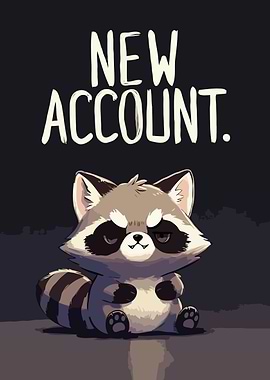 Cute Raccoon with 'New Account' Text
