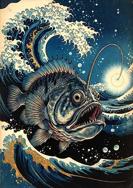 Anglerfish in a Japanese Wave Style