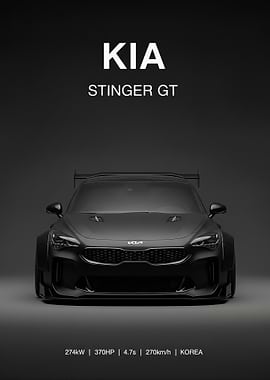 black Kia Stinger GT Car poster