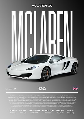 McLaren 12C Sports Car Poster