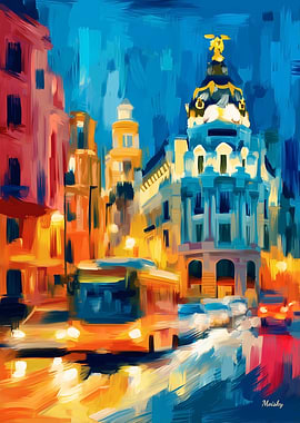 Fauvist Madrid Gran Via Night