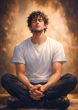 Man Meditating in Lotus Pose