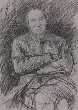 Charcoal Portrait of a Seated Man
