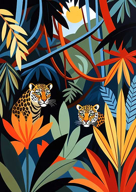 Leopards in a Vibrant Jungle