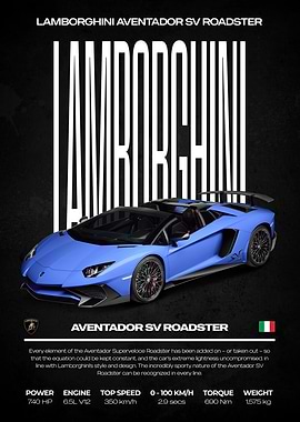 Lamborghini Aventador SV Roadster Poster