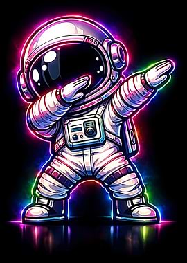 Dabbing Astronaut with Neon Glow