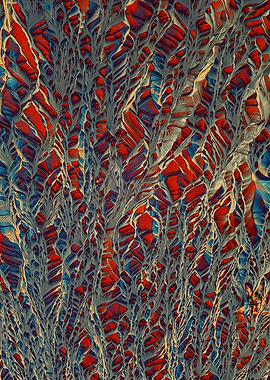 Abstract Red and Blue Crystal Formation