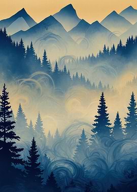 Misty Mountain Forest Landscape