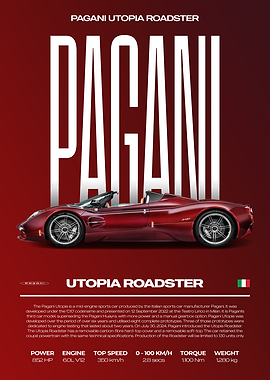 Pagani Utopia Roadster Car Poster