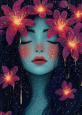 Celestial Woman with Flowers