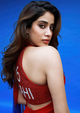 Janhvi Kapoor in Red Embellished Outfit