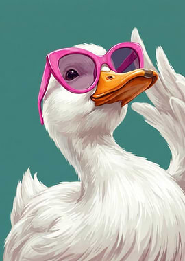 Cool Duck Wearing Pink Sunglasses