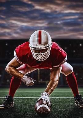 American Football Player in Stance