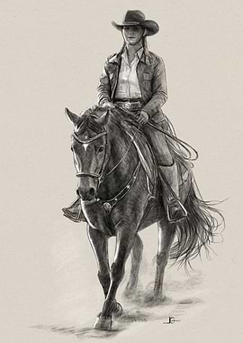 Cowgirl Riding a Horse
