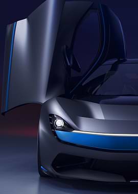 Futuristic Sports Car with Scissor Doors