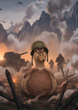 Duck Soldier in War Zone