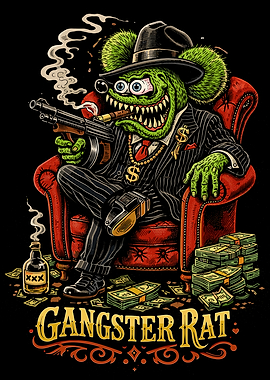Gangster Rat with Gun and Money
