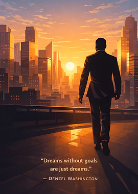 Man walking towards city sunset