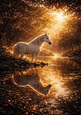 Enchanted Forest Horse Reflection
