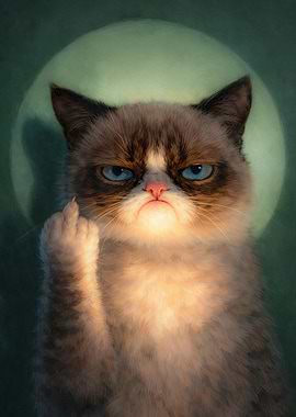 Grumpy Cat with Middle Finger Paw