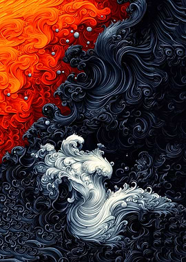 Abstract Swirling Fire and Water