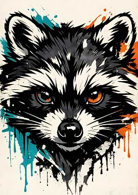 Graffiti Raccoon Portrait