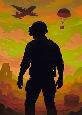 Soldier in a War-Torn Landscape