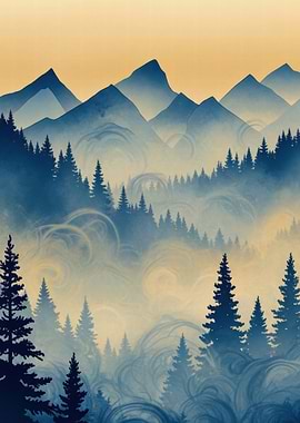 Misty Mountain Forest Landscape